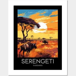 A Pop Art Travel Print of the Serengeti National Park - Tanzania Posters and Art